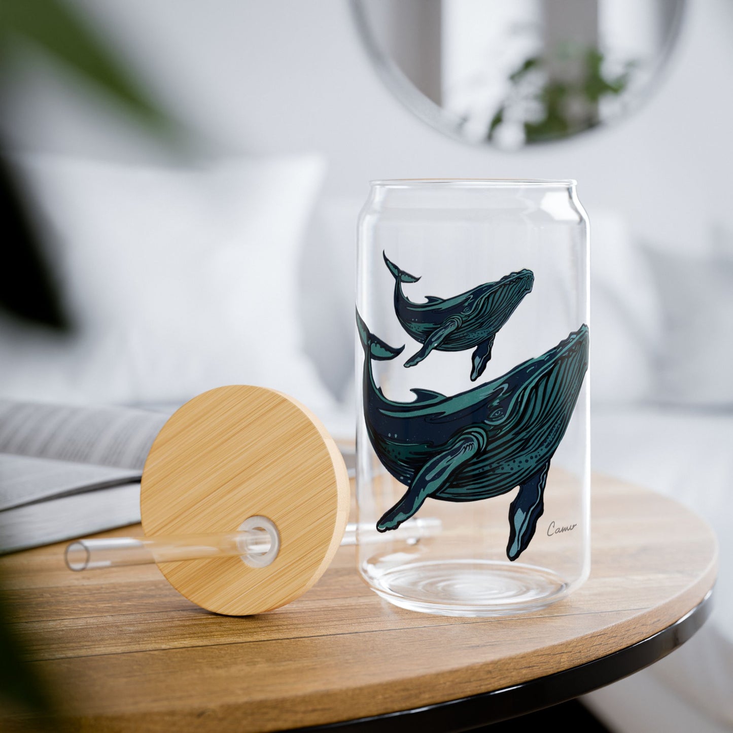 Humpback and baby Whale Design Sipper - 16oz Eco-Friendly Drinkware