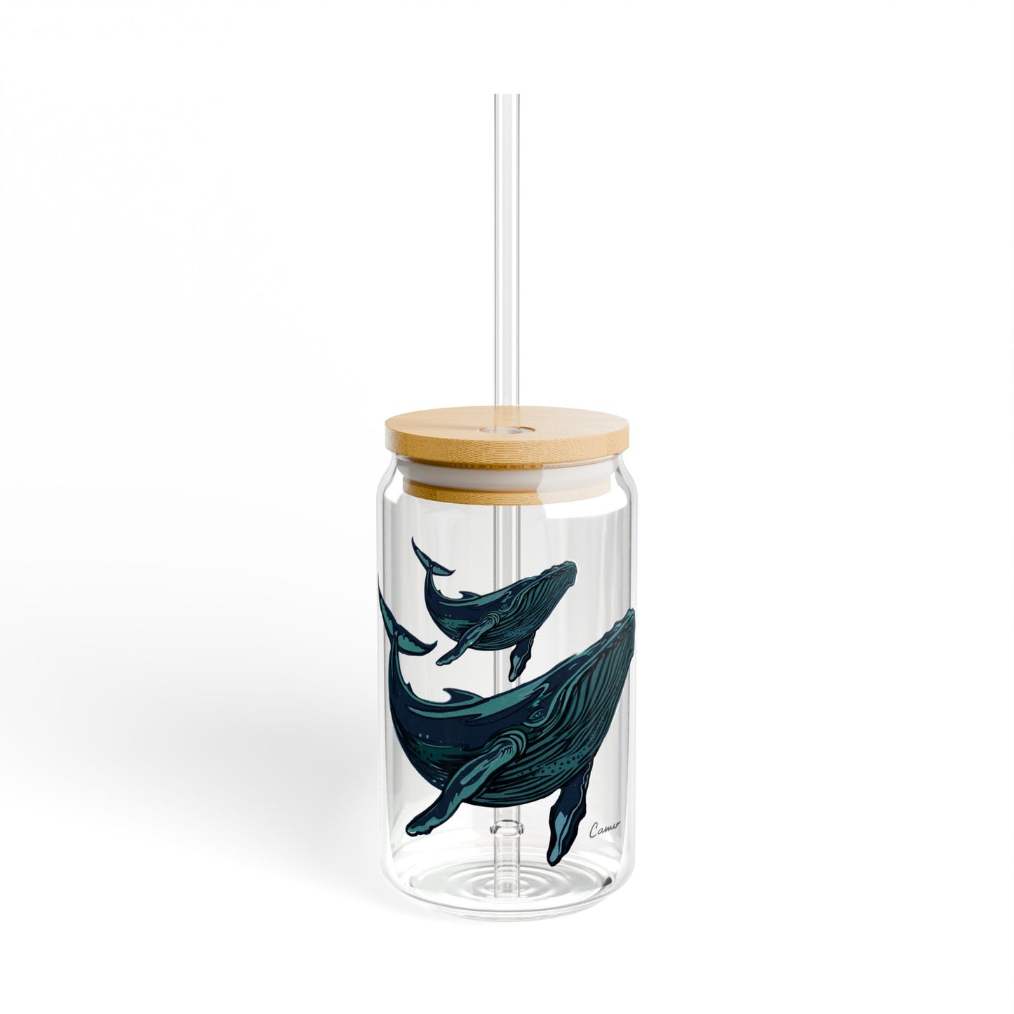 Humpback and baby Whale Design Sipper - 16oz Eco-Friendly Drinkware
