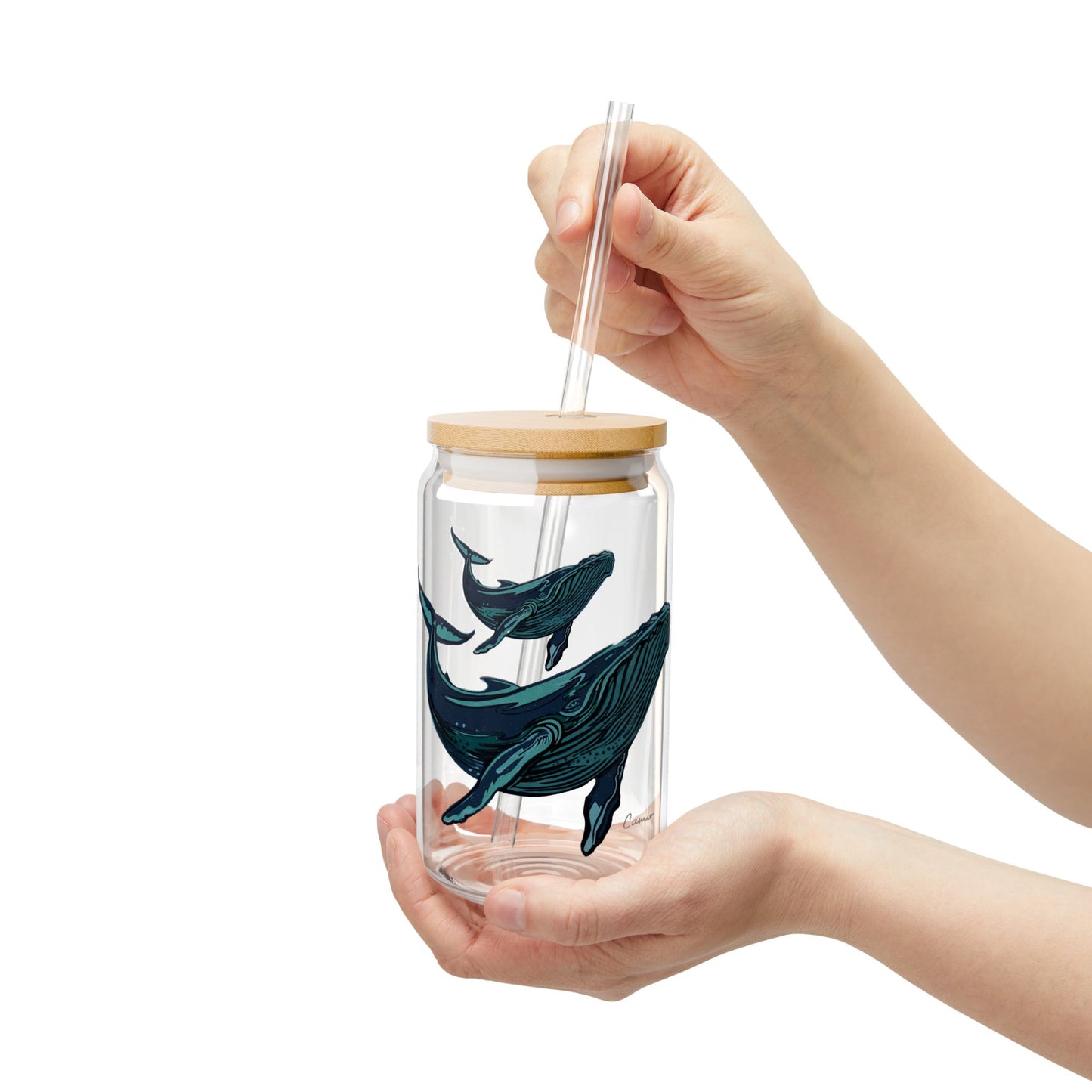 Humpback and baby Whale Design Sipper - 16oz Eco-Friendly Drinkware