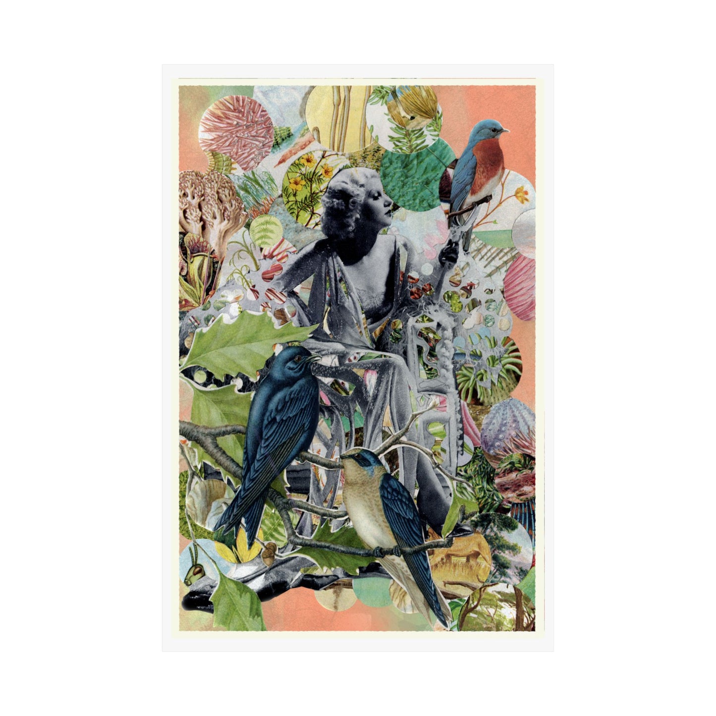 Vintage Flowers and Old Hollywood Charm Handcut Collage, 2025