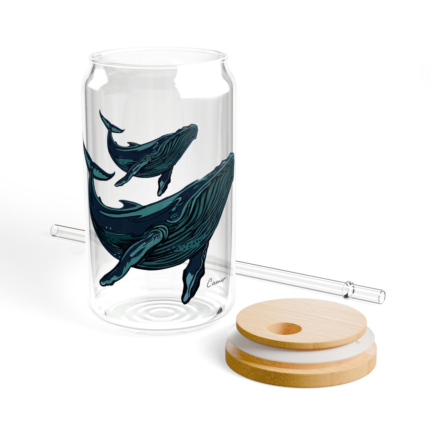 Humpback and baby Whale Design Sipper - 16oz Eco-Friendly Drinkware