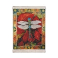 Dragonfly Poppy Floral Woven Wall Tapestry